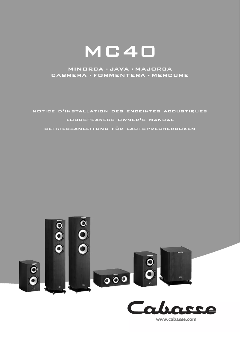 Page 1 de la notice Manuel utilisateur Cabasse Mercure MC40