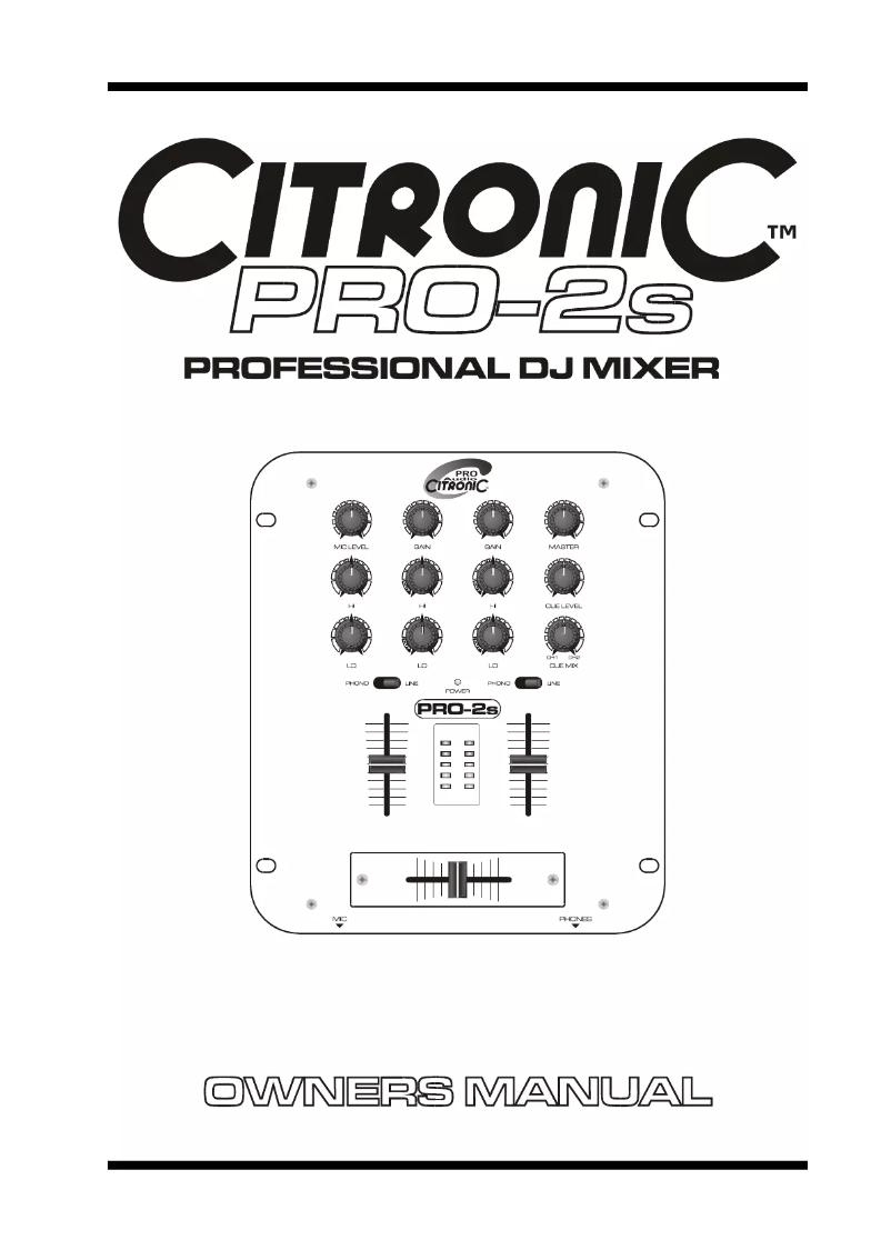 Page n°1 - Manuel utilisateur Citronic PRO-2S