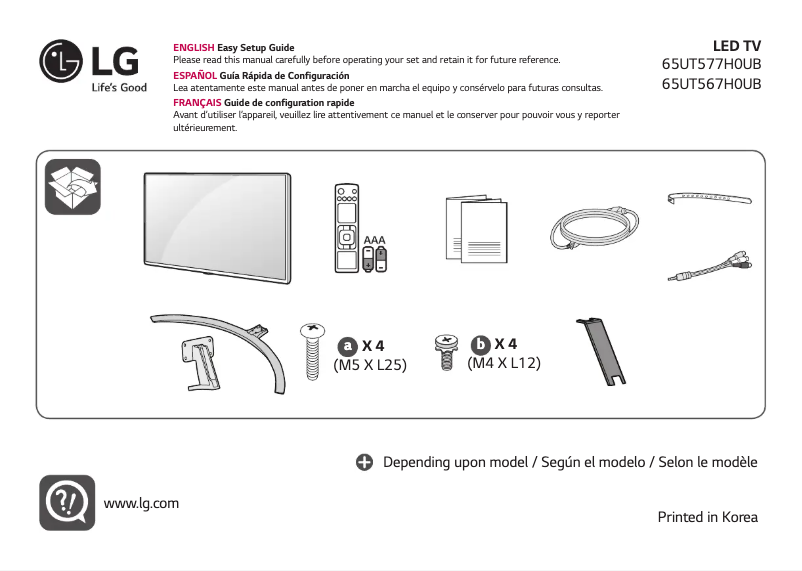Page 1 de la notice Manuel utilisateur LG 65UT567H