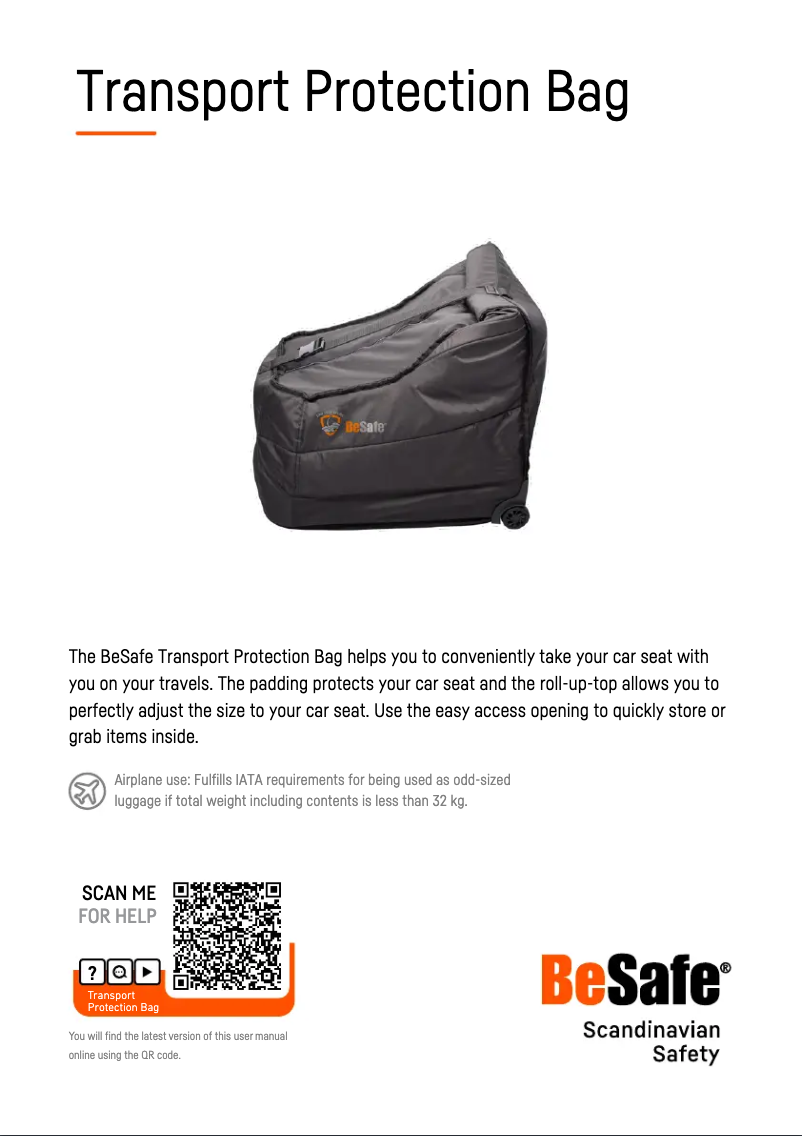Página 1 del manual Manual de usuario BeSafe Transport Protection Bag