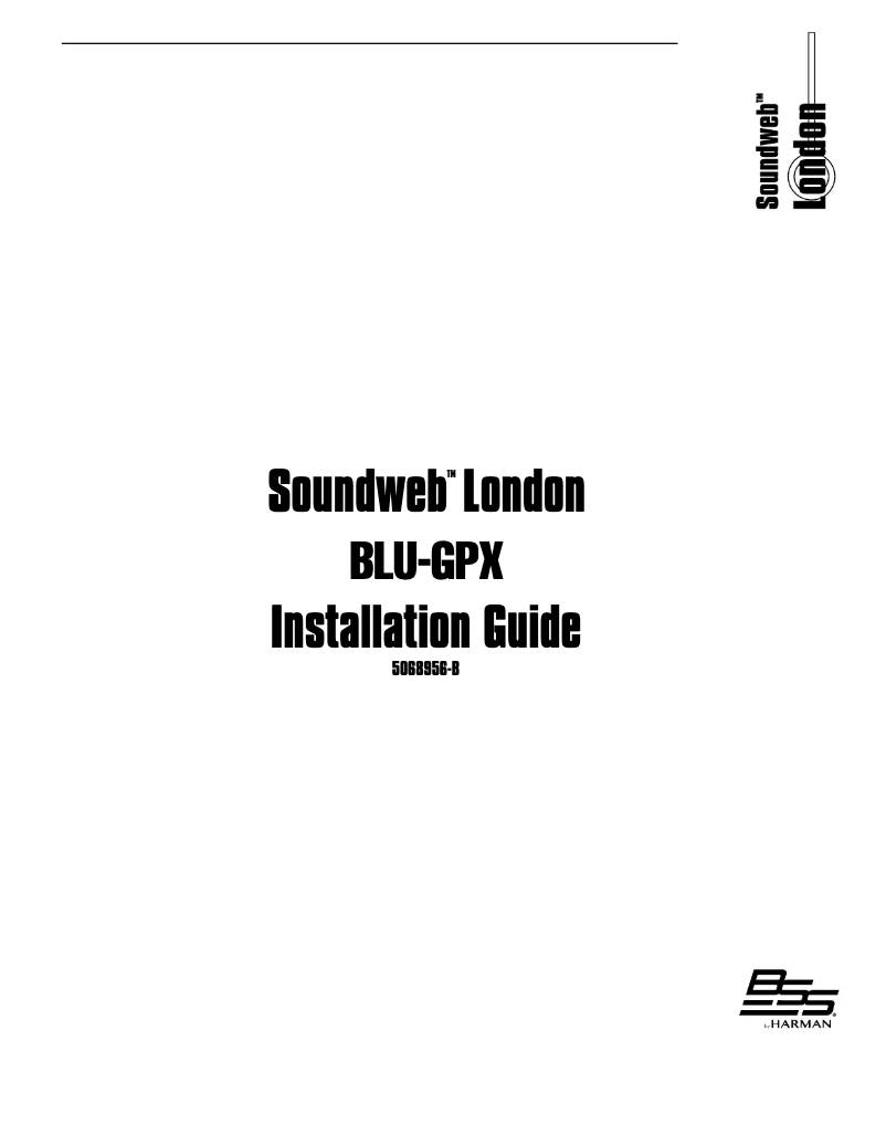 Page n°1 - Manuel utilisateur BSS Audio Soundweb London BLU-GPX