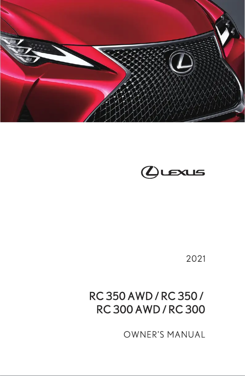 Page 1 de la notice Manuel utilisateur Lexus RC 350 AWD (2021)