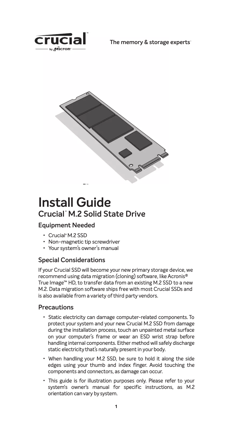 Image de la première page du manuel de l'appareil MX500 M.2
