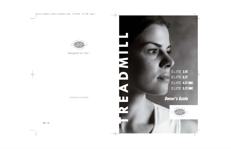 Página 1 del manual Manual de usuario Horizon Fitness Elite 4.1T HRC