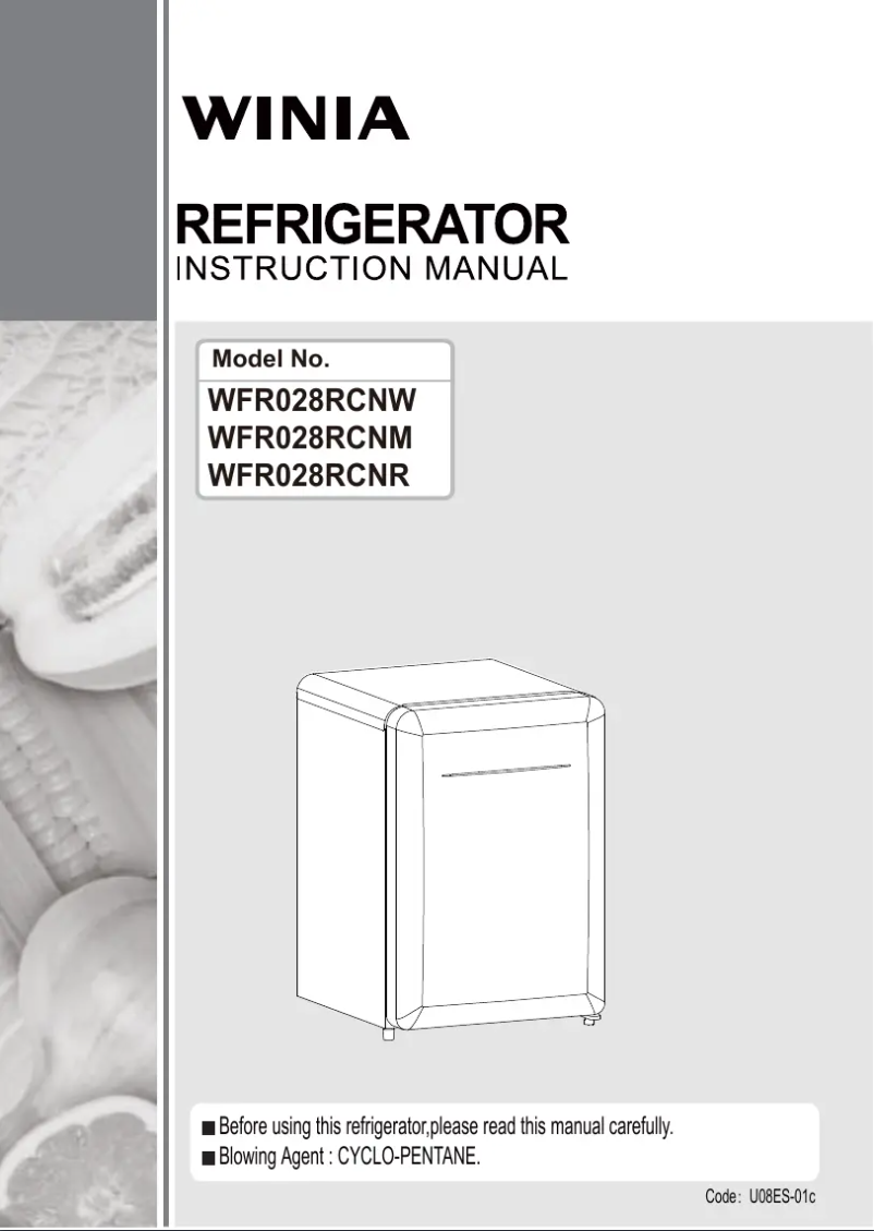 Page n°1 - Manuel utilisateur Winia WFR028RCNM