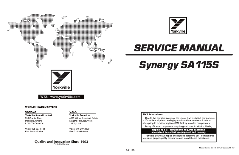 Image de la première page du manuel de l'appareil Synergy SA115S