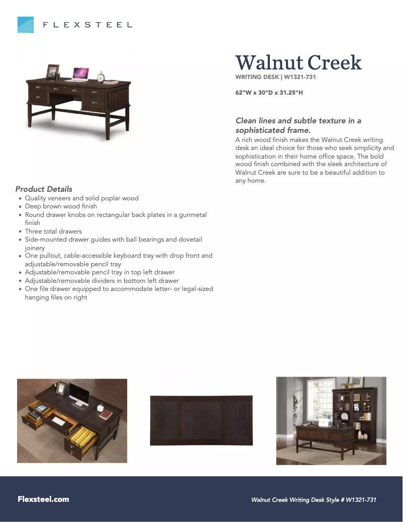 Page n°1 - Manuel utilisateur Flexsteel Walnut Creek W1321-731