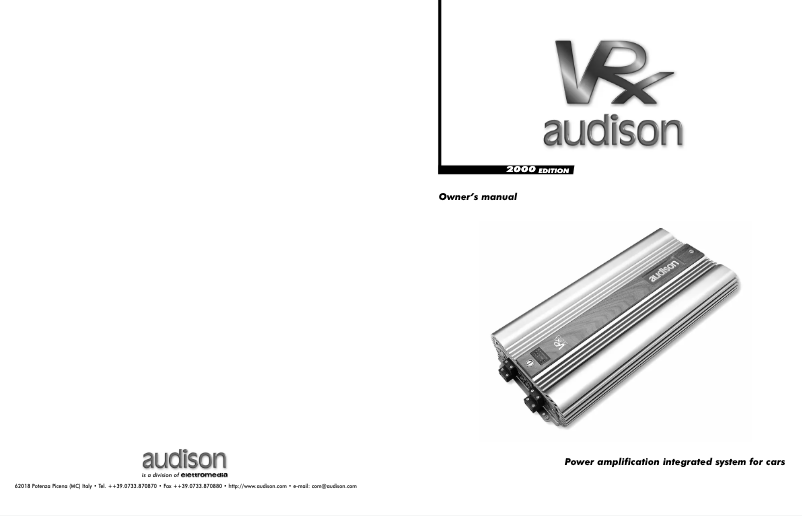 Page n°1 - Manuel utilisateur Audison VRX 2 150