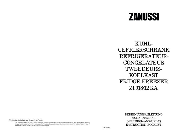 Image de la première page du manuel de l'appareil ZI 918/12 ka