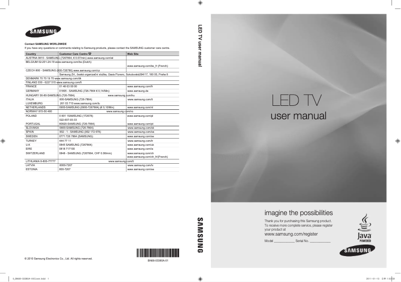 Page n°1 - Manuel utilisateur Samsung UE46S800XW