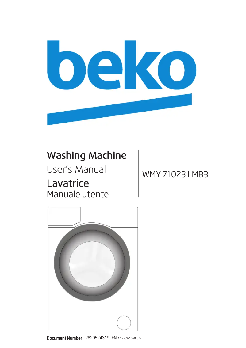 Page 1 de la notice Manuel utilisateur Beko WMY 71023 LMB3