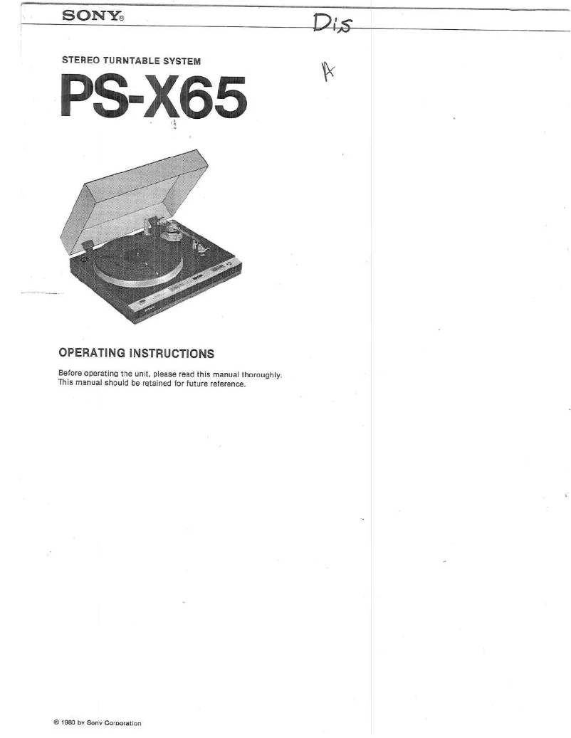 Page n°1 - Manuel utilisateur Sony PS-X65