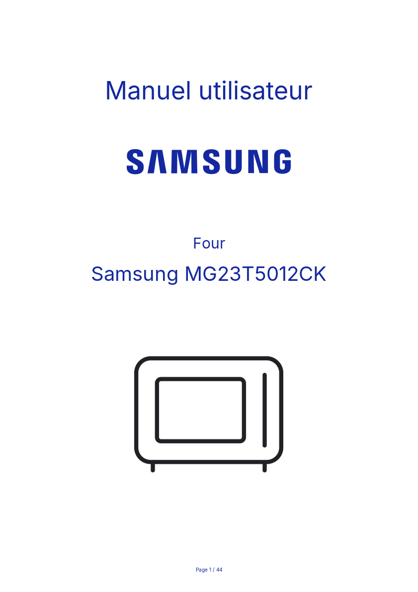 Page n°1 - Manuel utilisateur Samsung MG23T5012CK