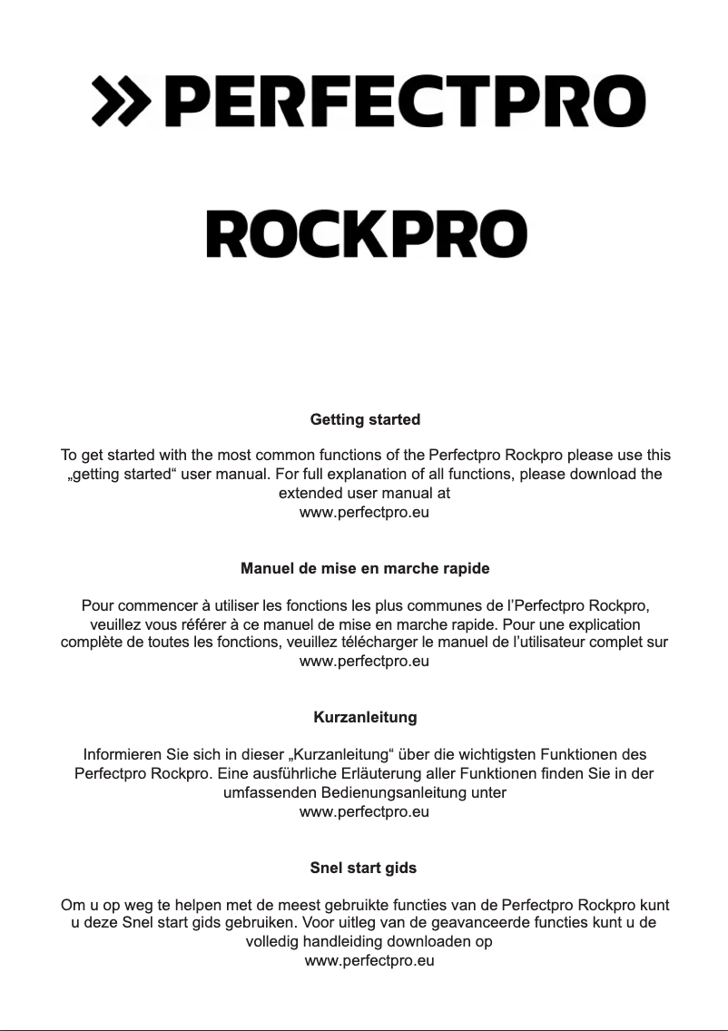 Page n°1 - Manuel utilisateur PerfectPro RockPro