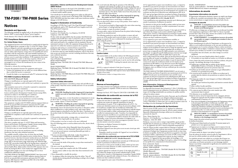 Image de la première page du manuel de l'appareil Mobilink TM-P80II