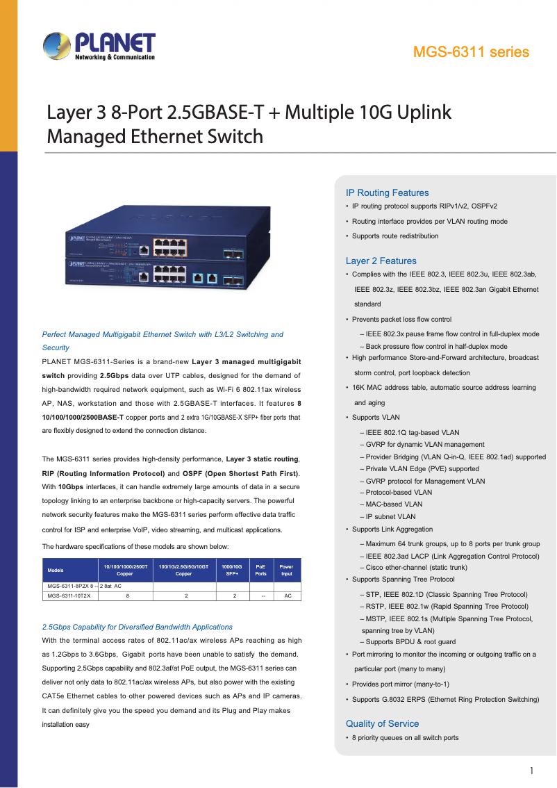 Image de la première page du manuel de l'appareil MGS-6311-8P2X