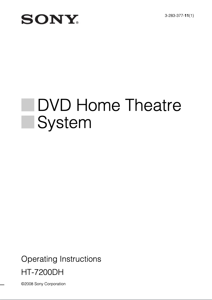 Page 1 de la notice Manuel utilisateur Sony HT-7200DH