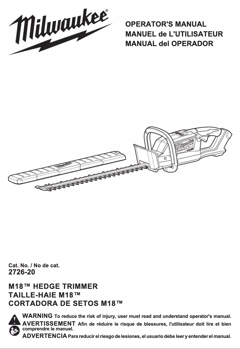 Page n°1 - Manuel utilisateur Milwaukee 2726-20