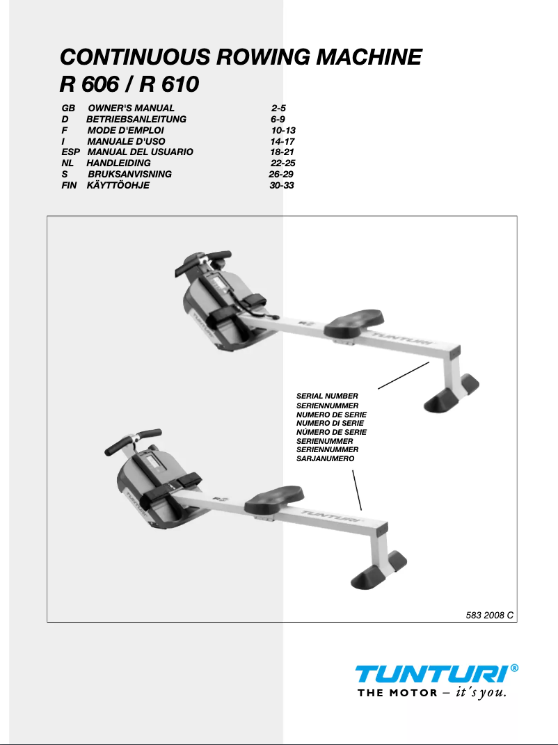 Page n°1 - Manuel utilisateur Tunturi R606