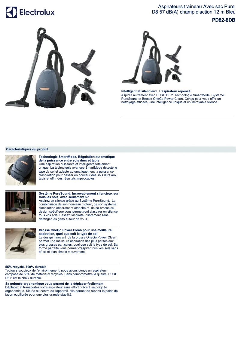 Page n°1 - Fiche technique Electrolux PD82-8DB