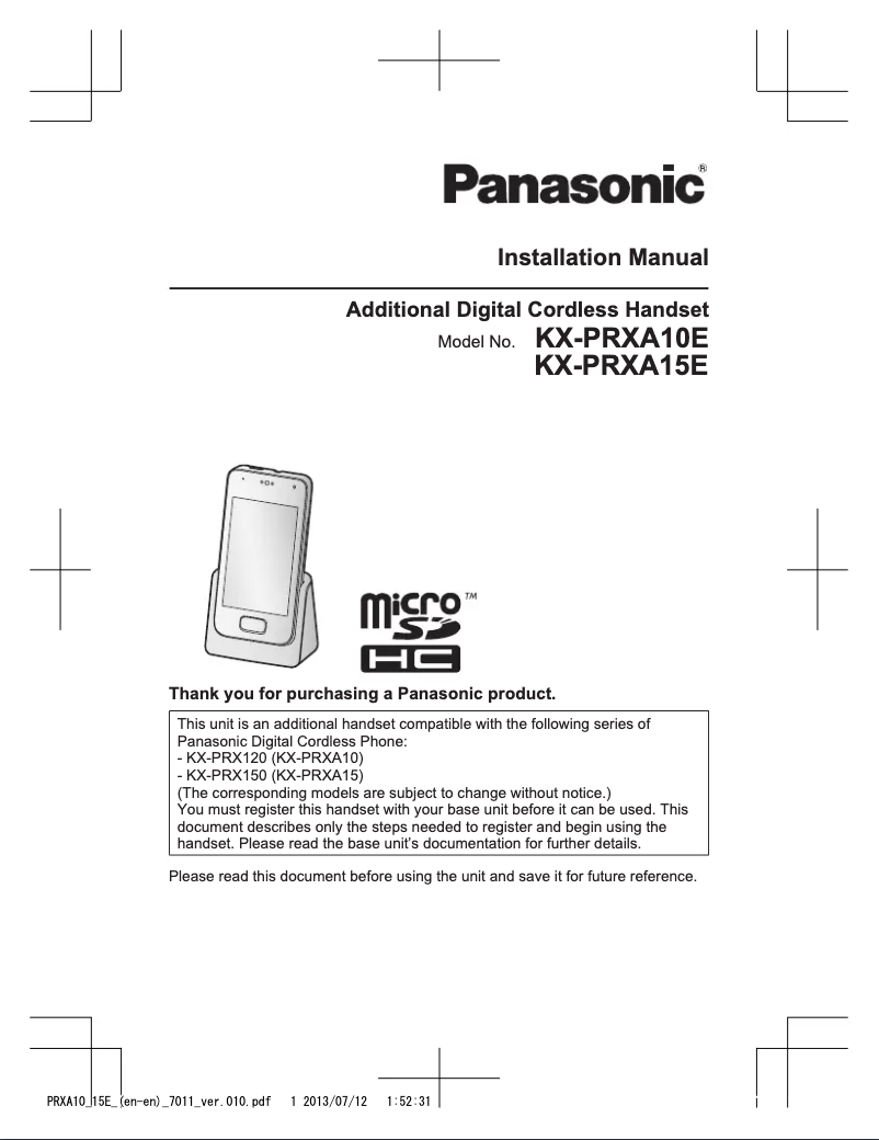 Página 1 del manual Manual de usuario Panasonic KX-PRXA15E