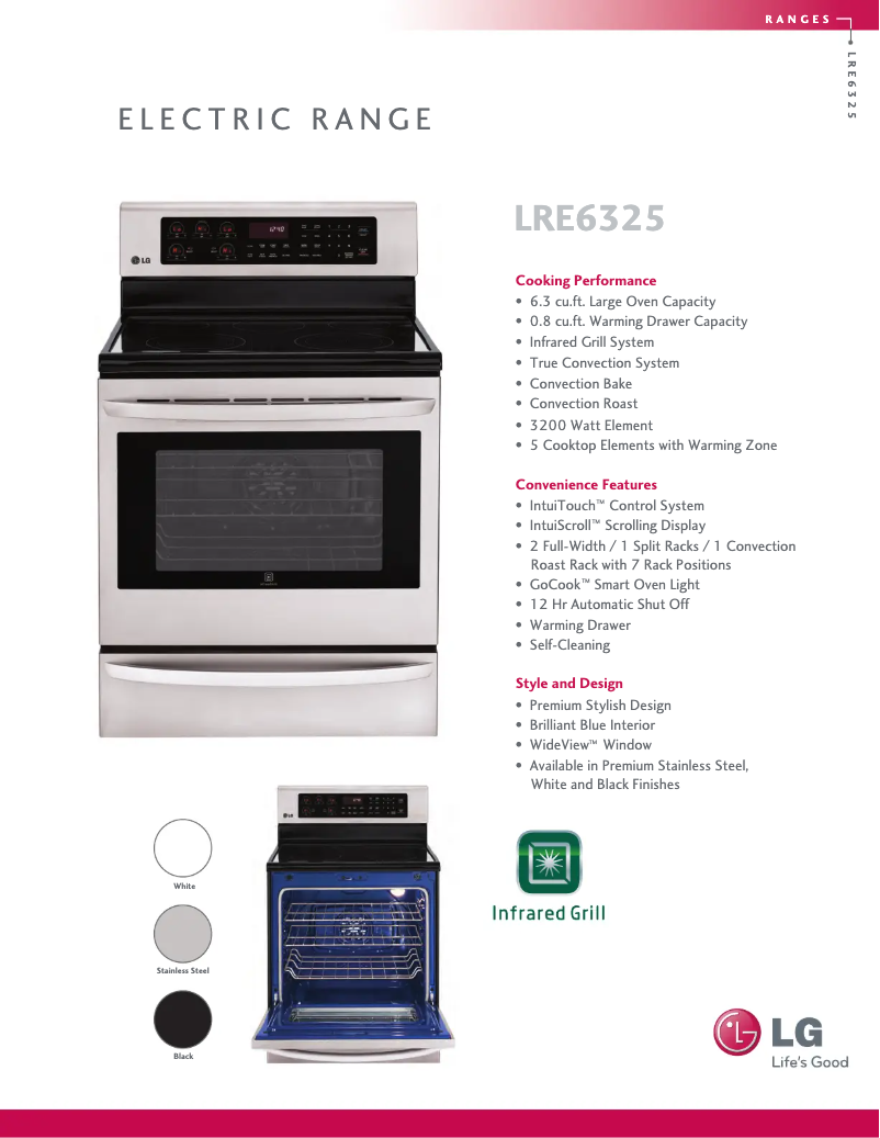 Página 1 del manual Ficha técnica LG LRE6325SB