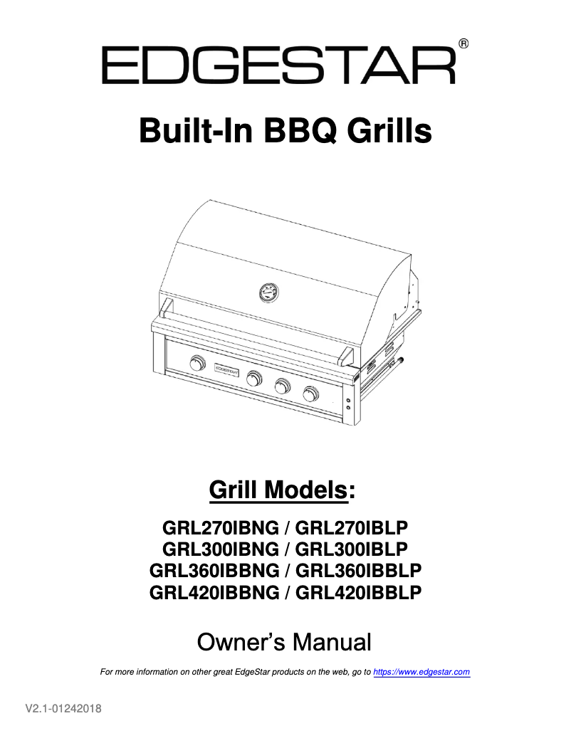 Page 1 de la notice Guide d'installation EdgeStar GRL360IBBLP