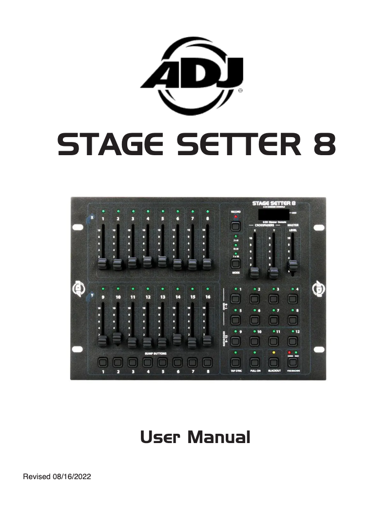 Page 1 of the manual User Manual Adj Stage Setter 8