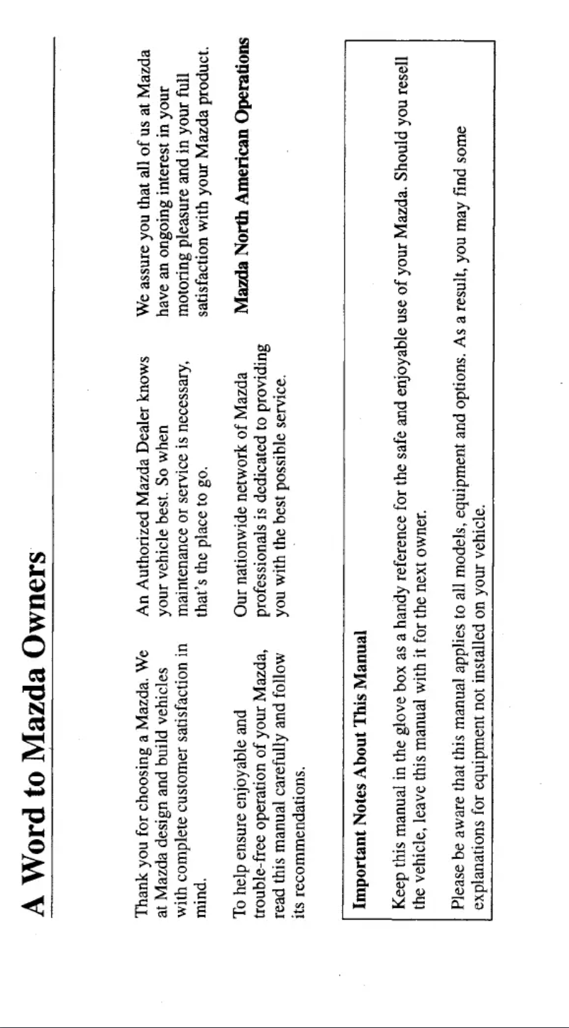 Page 1 de la notice Manuel utilisateur Mazda 626 (2000)