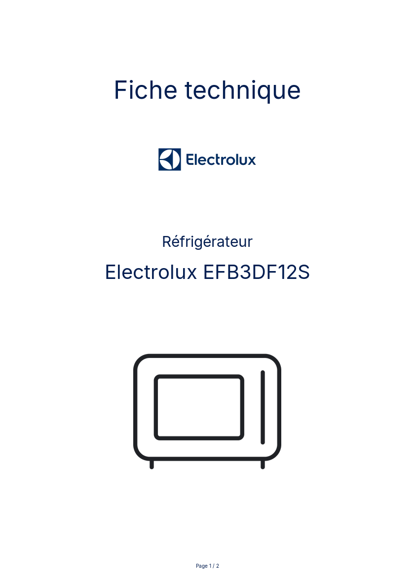 Page n°1 - Fiche technique Electrolux EFB3DF12S