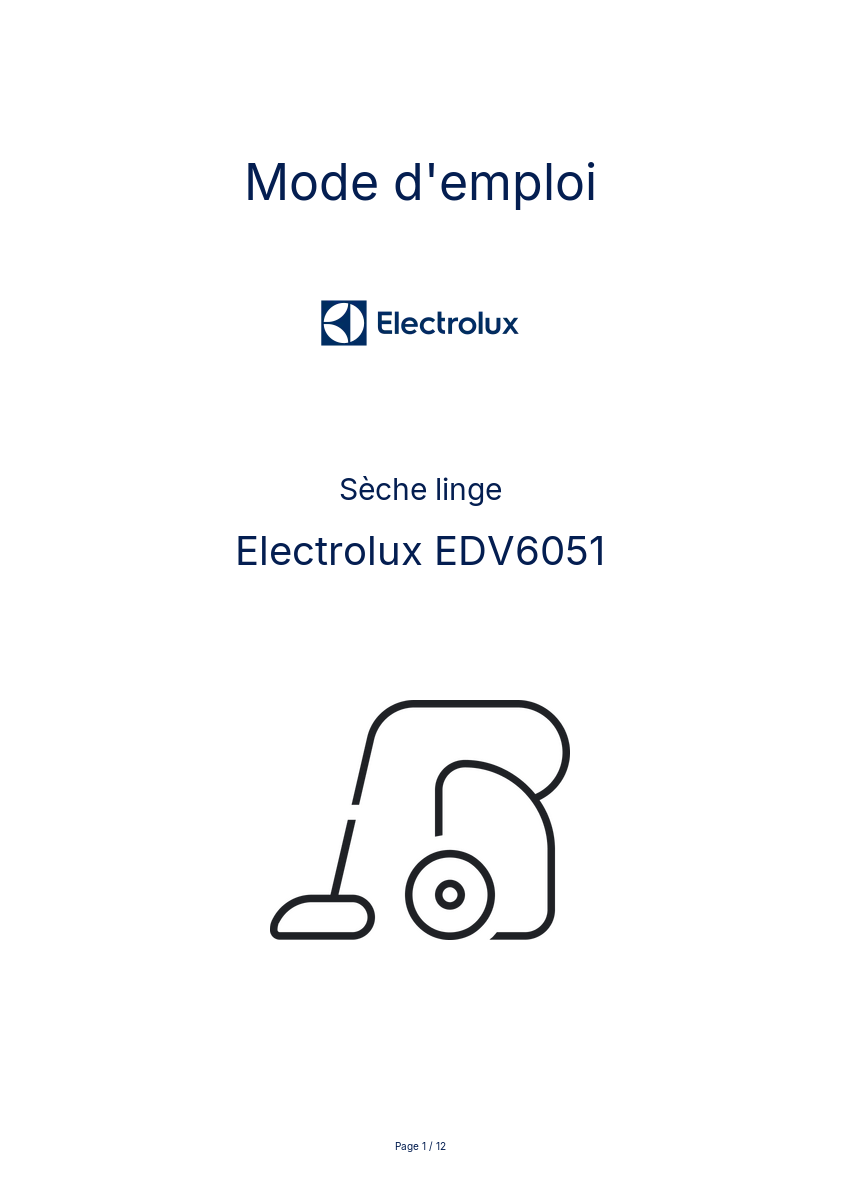 Page n°1 - Mode d'emploi Electrolux EDV6051