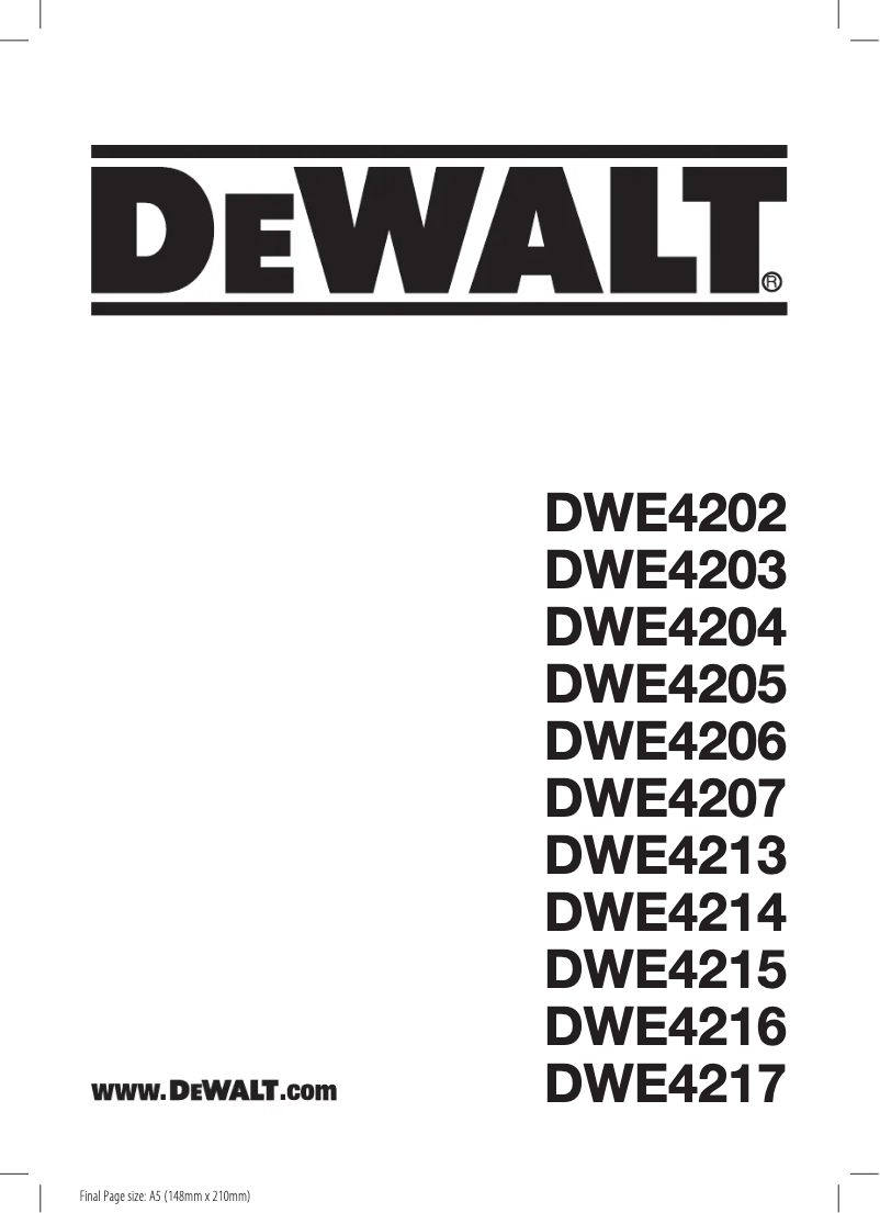 Page n°1 - Manuel utilisateur DeWalt DWE4204