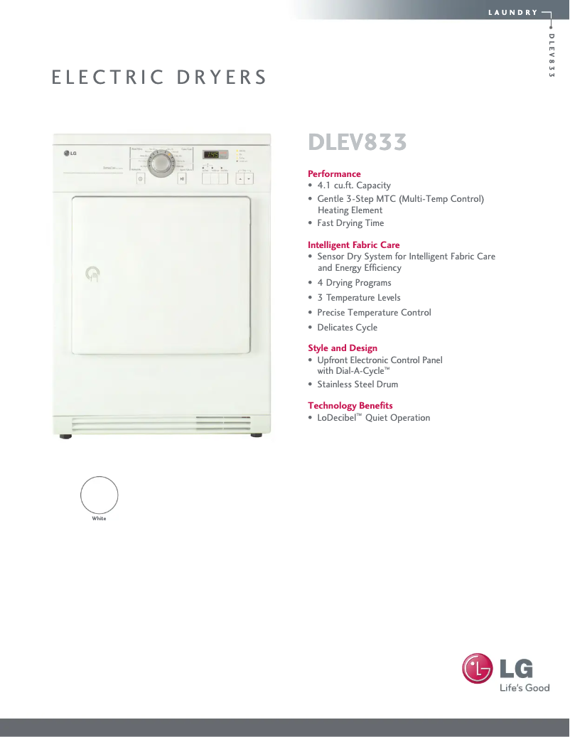 Page n°1 - Fiche technique LG TD-V70120E
