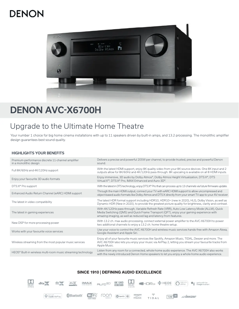 Image de la première page du manuel de l'appareil AVC-X6700H