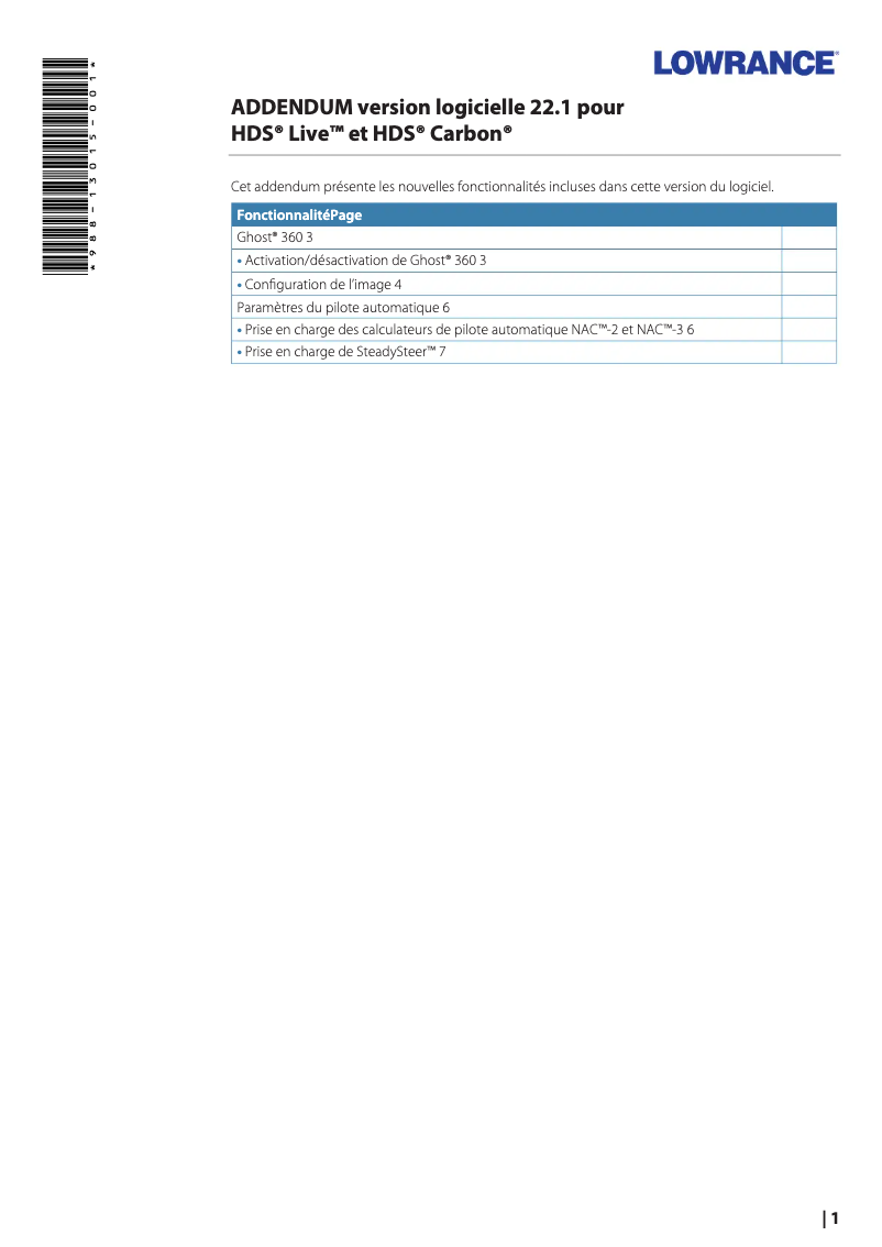 Page n°1 - Guide de démarrage rapide Lowrance HDS LIVE 12
