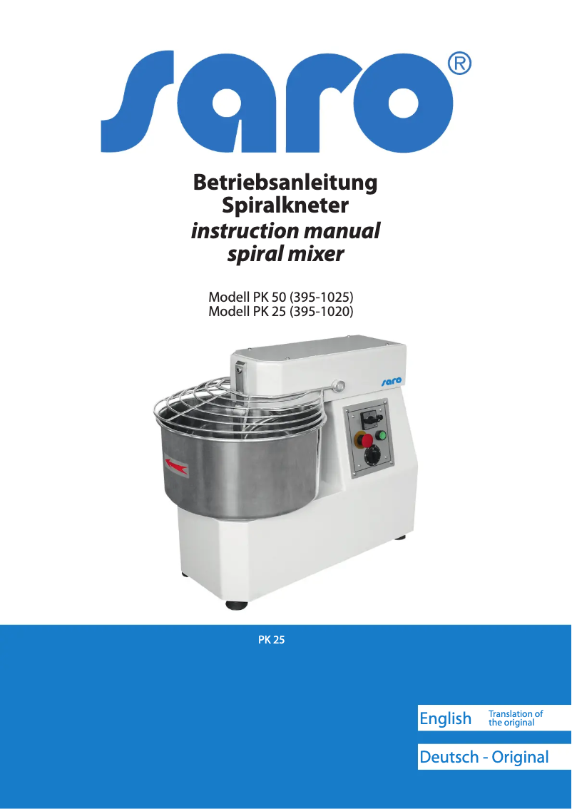 Page n°1 - Manuel utilisateur Saro PK 25