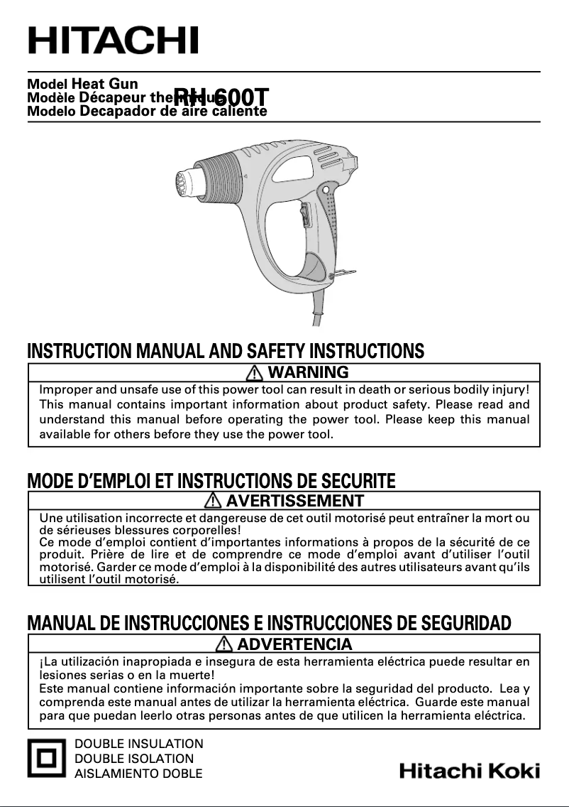 Image de la première page du manuel de l'appareil RH 600T