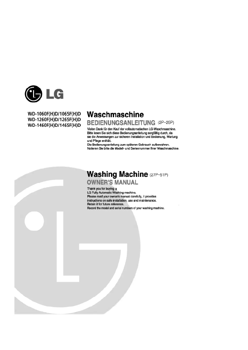 Page n°1 - Manuel utilisateur LG WD-1065FD
