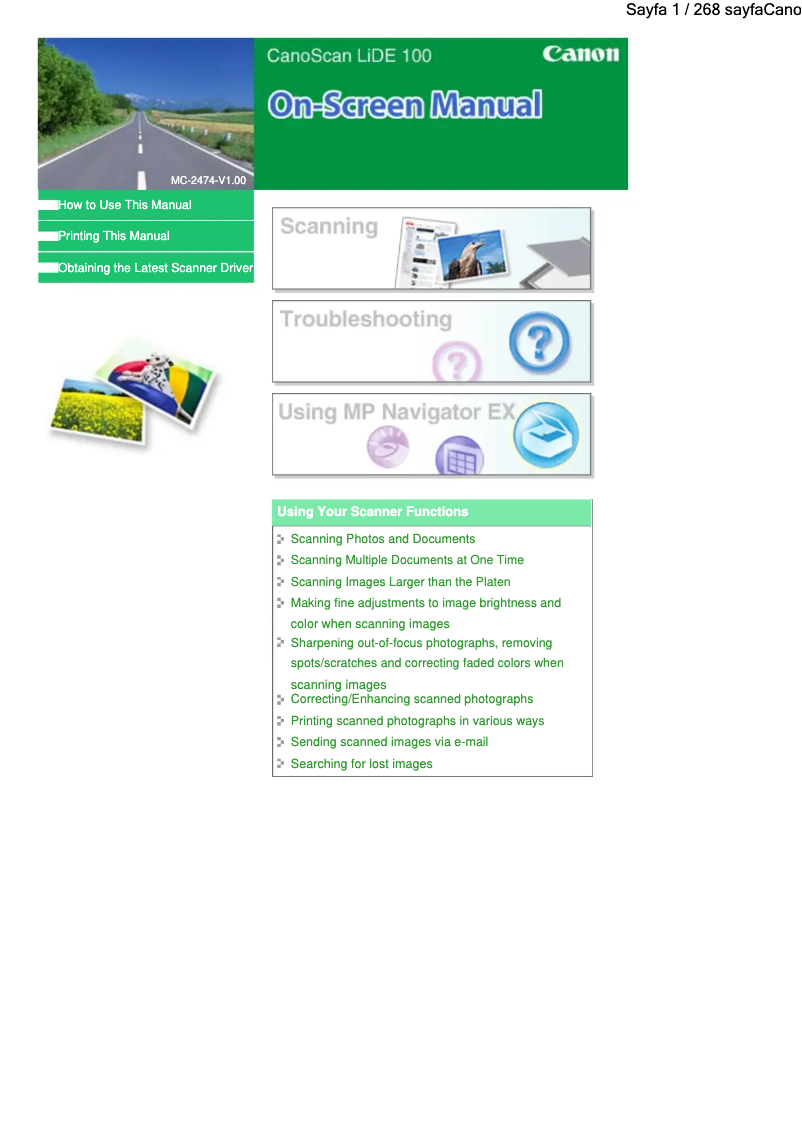 Page 1 de la notice Manuel utilisateur Canon CanoScan LiDE 100