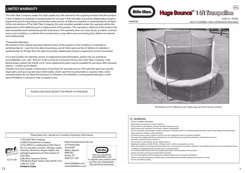 Image de la première page du manuel de l'appareil 14' Trampoline Big Bounce