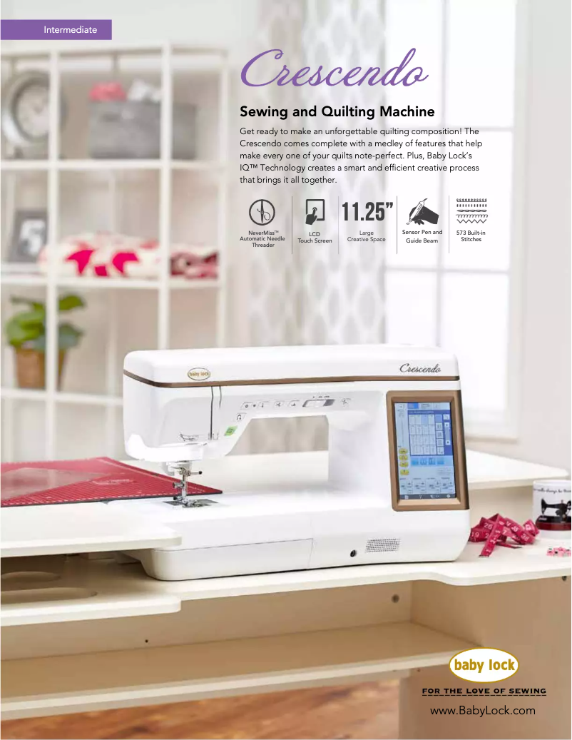 Page 1 de la notice Fiche technique Baby Lock Crescendo