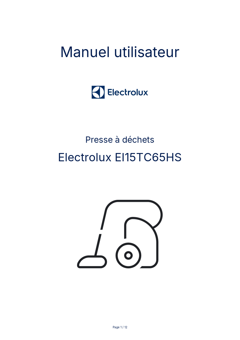 Image de la première page du manuel de l'appareil EI15TC65HS