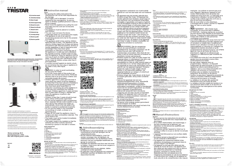 Page n°1 - Manuel utilisateur TriStar KA-5819