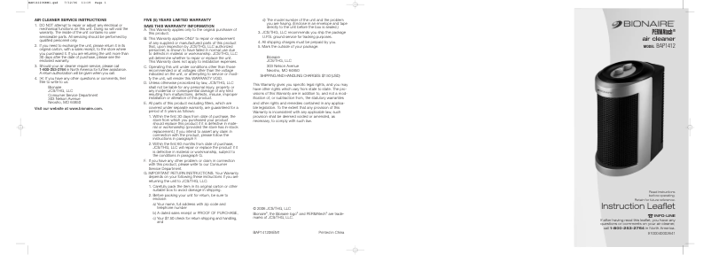 Page 1 de la notice Manuel utilisateur Jarden BAP1412-U