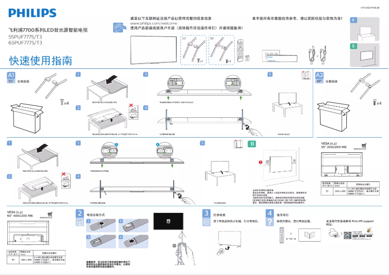 Page n°1 - Guide de démarrage rapide Philips 55PUF7775