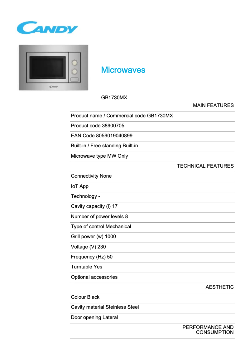 Image de la première page du manuel de l'appareil GB1730MX