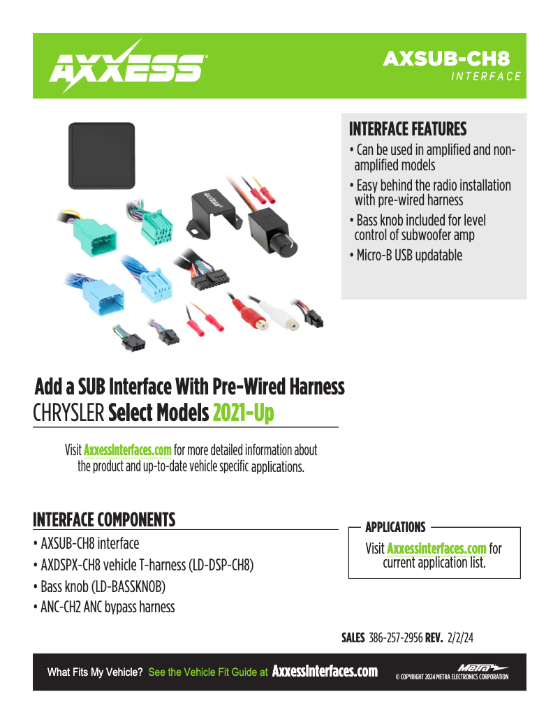 Página 1 del manual Ficha técnica AXESS AXSUB-CH8