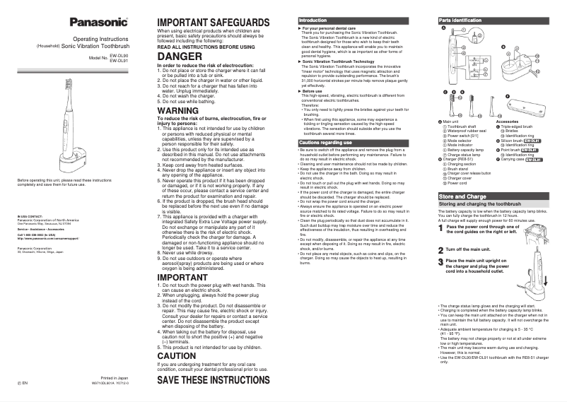 Page n°1 - Manuel utilisateur Panasonic EW-DL91-W