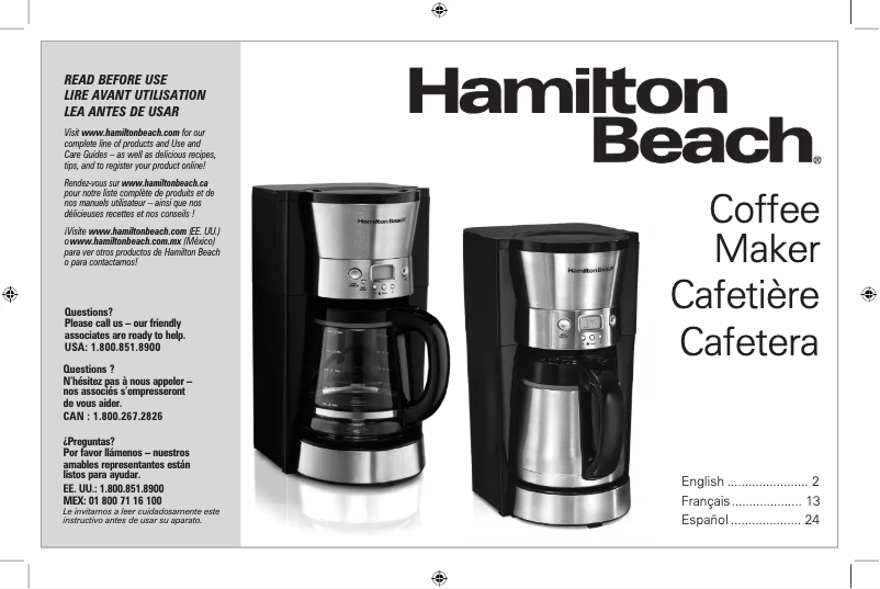 Page 1 de la notice Manuel utilisateur Hamilton Beach 46899A