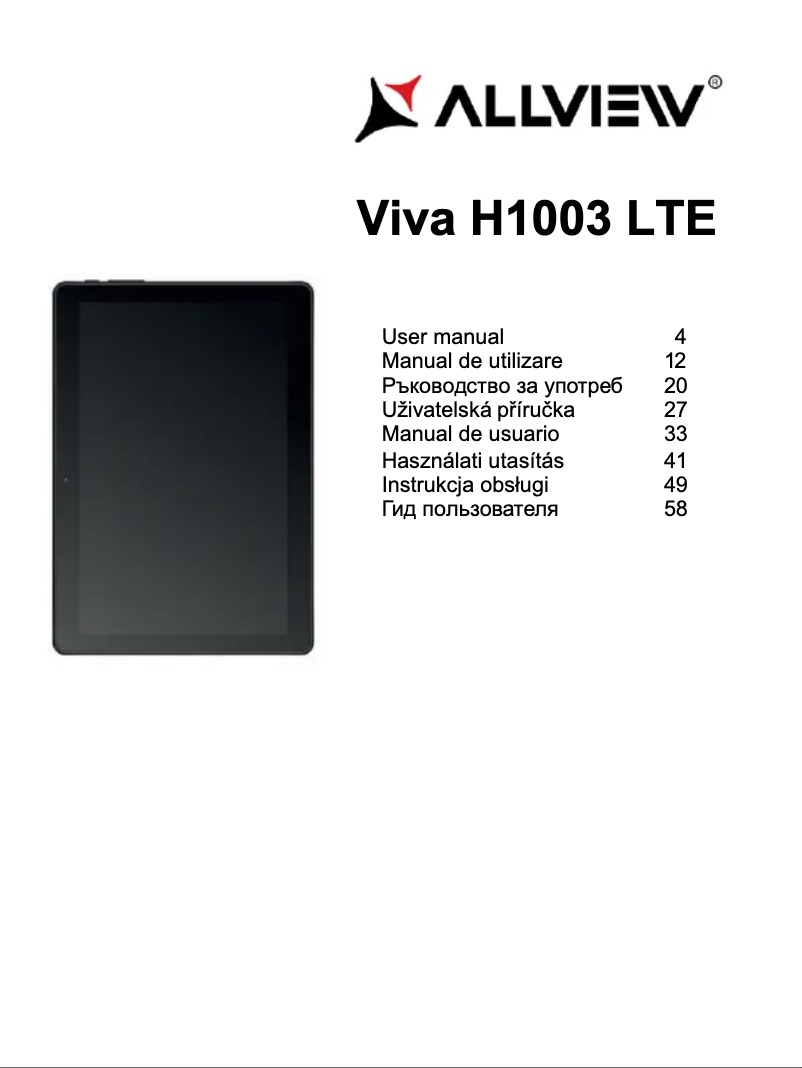 Page n°1 - Manuel utilisateur Allview Viva H1003 LTE